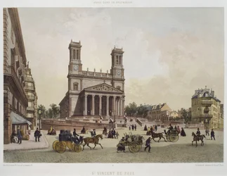 Szent Vince-templom, Párizs, illusztráció a „Párizs pompájában”, kiadó: Henri Charpentier, metszett: Charles Claude Bachelier (fl.1830-60) 1861